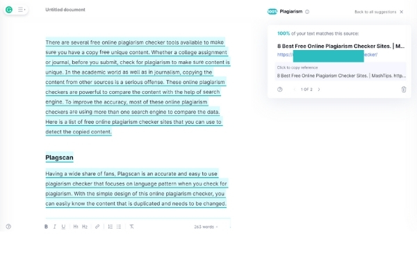 Grammarly plagiarism check