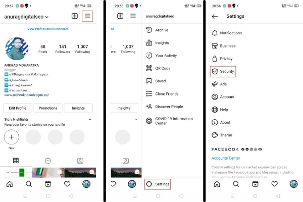 how to change password in Instagram