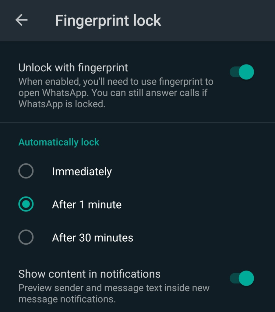 How to lock WhatsApp with fingerprint