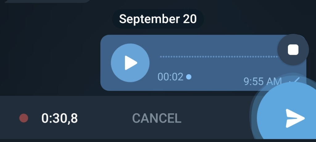 Record long Audio on Telegram