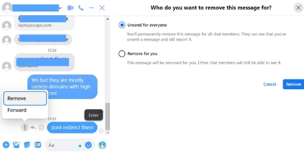 Delete messenger chat from both sides