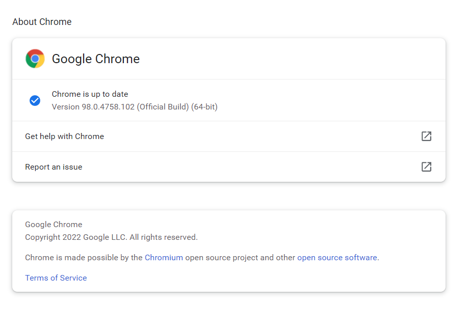 google chrome update