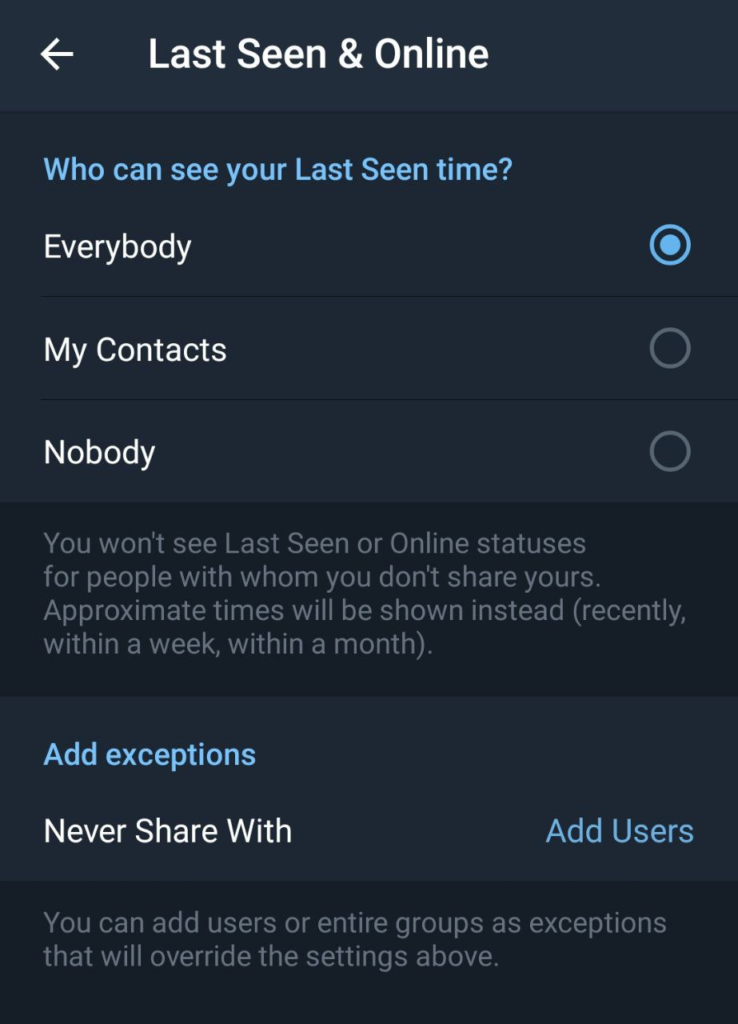 How to appear offline on Telegram