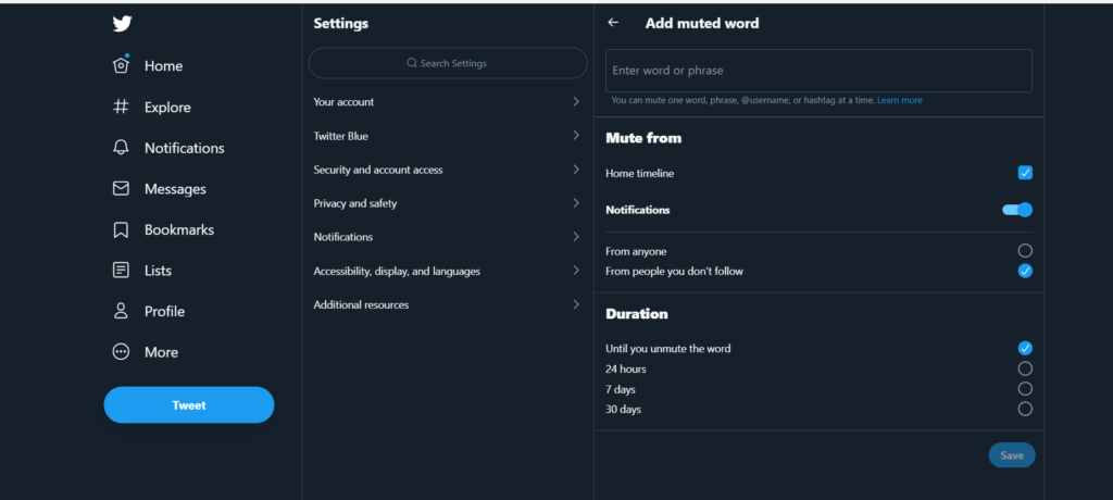 How to mute words on Twitter
